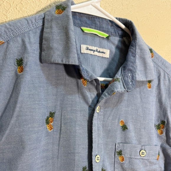 Tommy Bahama Pineapple Short Sleeve Button Up Shirt Small Chambray - Picture 2 of 7